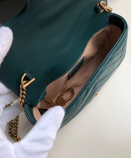 1:1 Replica Gucci Marmont Matelassé Super Mini Bag Green Matelassé Chevron For Women 6.2in/16.5cm GG