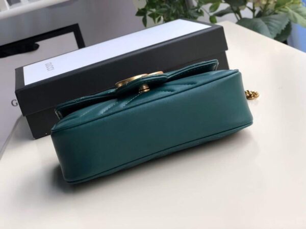 1:1 Replica Gucci Marmont Matelassé Super Mini Bag Green Matelassé Chevron For Women 6.2in/16.5cm GG