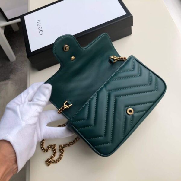 1:1 Replica Gucci Marmont Matelassé Super Mini Bag Green Matelassé Chevron For Women 6.2in/16.5cm GG