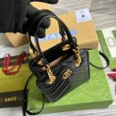 1:1 Replica Gucci Marmont Matelasse Mini Bag Black For Women, Women's Bags 7.5in/19cm GG ‎696123 DTDHT 1000