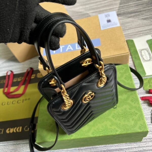1:1 Replica Gucci Marmont Matelasse Mini Bag Black For Women, Women's Bags 7.5in/19cm GG ‎696123 DTDHT 1000