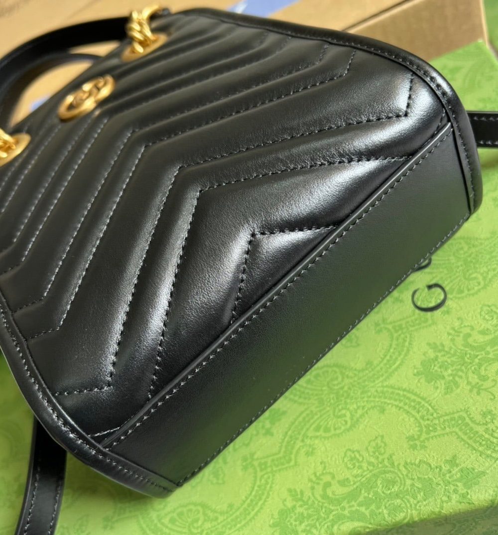 1:1 Replica Gucci Marmont Matelasse Mini Bag Black For Women, Women's Bags 7.5in/19cm GG ‎696123 DTDHT 1000
