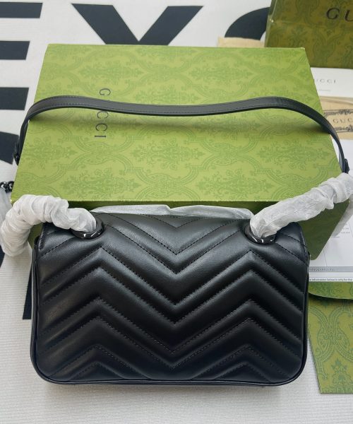 1:1 Replica Gucci Marmont Matelasse Mini Bag Black For Women, Women's Bags 8.5in/22cm GG