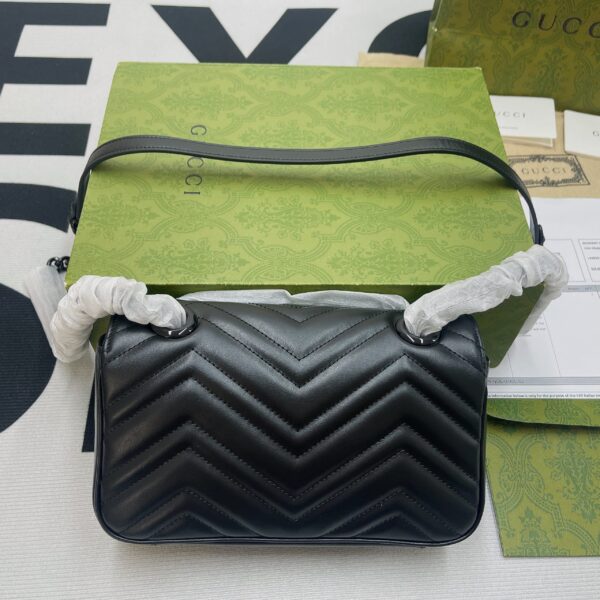 1:1 Replica Gucci Marmont Matelasse Mini Bag Black For Women, Women's Bags 8.5in/22cm GG
