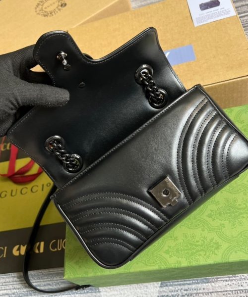 1:1 Replica Gucci Marmont Matelasse Mini Bag Black For Women, Women's Bags 8.5in/22cm GG