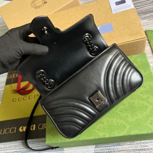 1:1 Replica Gucci Marmont Matelasse Mini Bag Black For Women, Women's Bags 8.5in/22cm GG