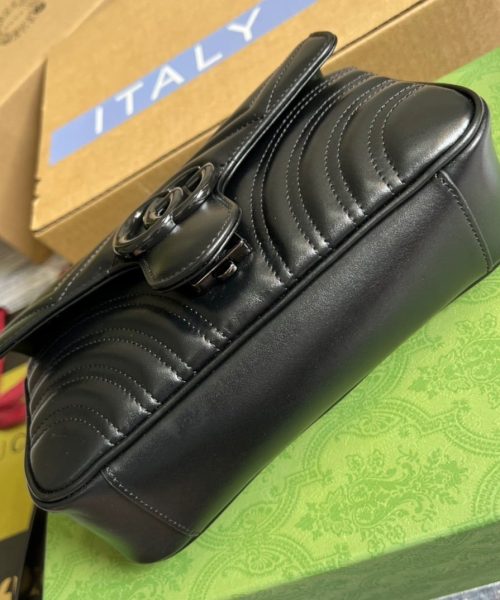 1:1 Replica Gucci Marmont Matelasse Mini Bag Black For Women, Women's Bags 8.5in/22cm GG
