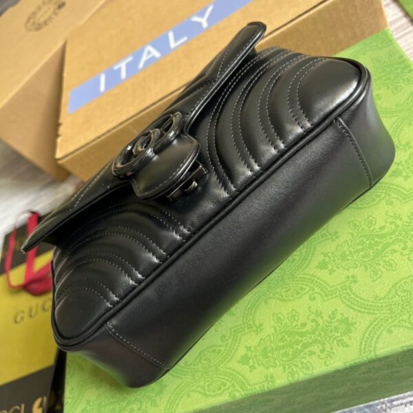 1:1 Replica Gucci Marmont Matelasse Mini Bag Black For Women, Women's Bags 8.5in/22cm GG