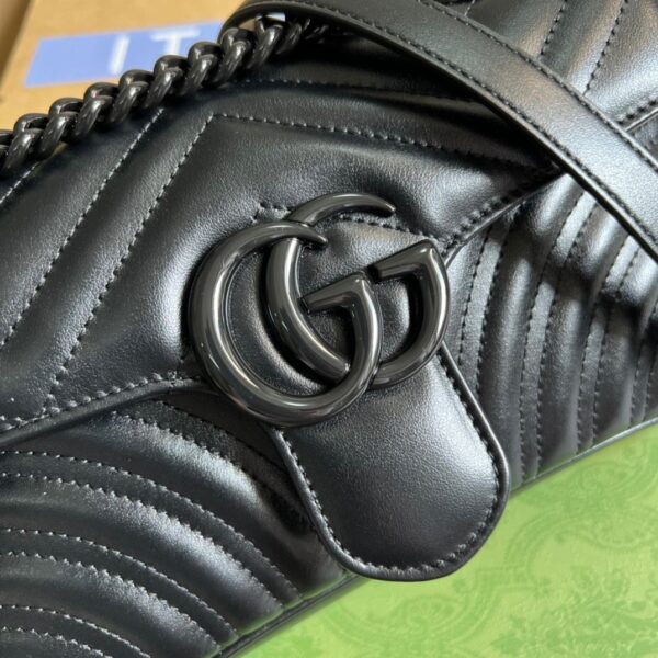 1:1 Replica Gucci Marmont Matelasse Mini Bag Black For Women, Women's Bags 8.5in/22cm GG