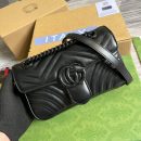 1:1 Replica Gucci Marmont Matelasse Mini Bag Black For Women, Women's Bags 8.5in/22cm GG