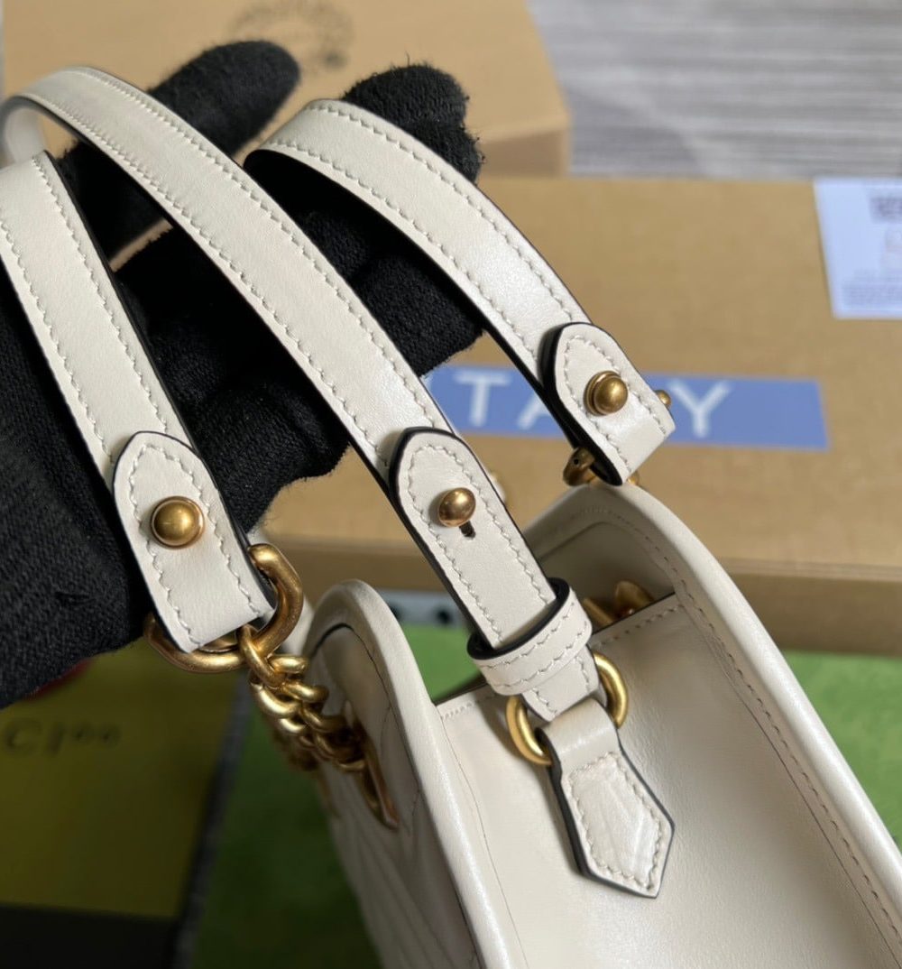 1:1 Replica Gucci Marmont Matelasse Mini Bag White For Women, Women's Bags 7.5in/19cm GG ‎696123 DTDHT 9022