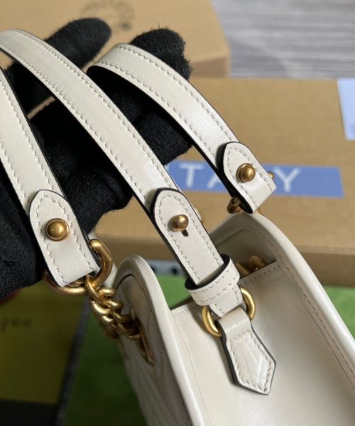 1:1 Replica Gucci Marmont Matelasse Mini Bag White For Women, Women's Bags 7.5in/19cm GG ‎696123 DTDHT 9022