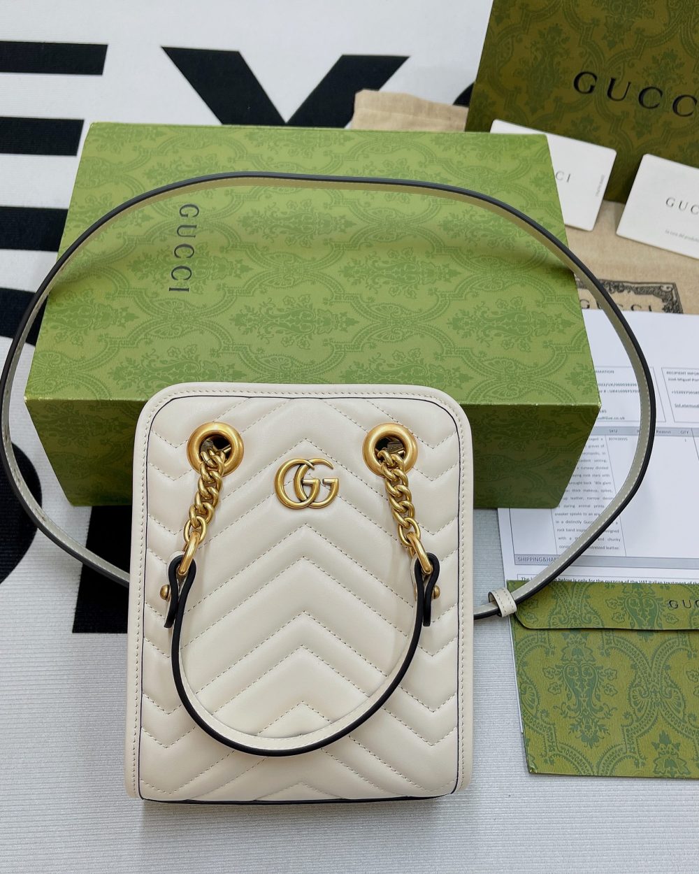 1:1 Replica Gucci Marmont Matelasse Mini Bag White For Women, Women's Bags 7.5in/19cm GG ‎696123 DTDHT 9022