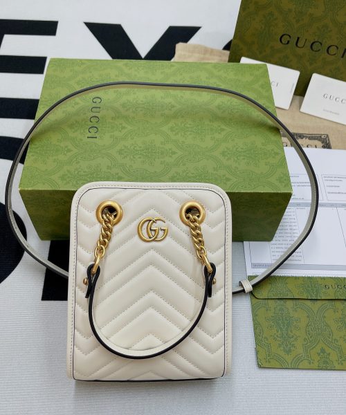 1:1 Replica Gucci Marmont Matelasse Mini Bag White For Women, Women's Bags 7.5in/19cm GG ‎696123 DTDHT 9022