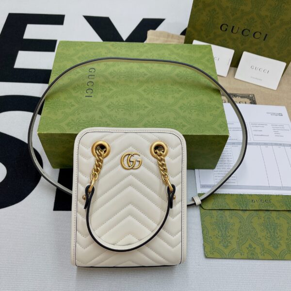 1:1 Replica Gucci Marmont Matelasse Mini Bag White For Women, Women's Bags 7.5in/19cm GG ‎696123 DTDHT 9022