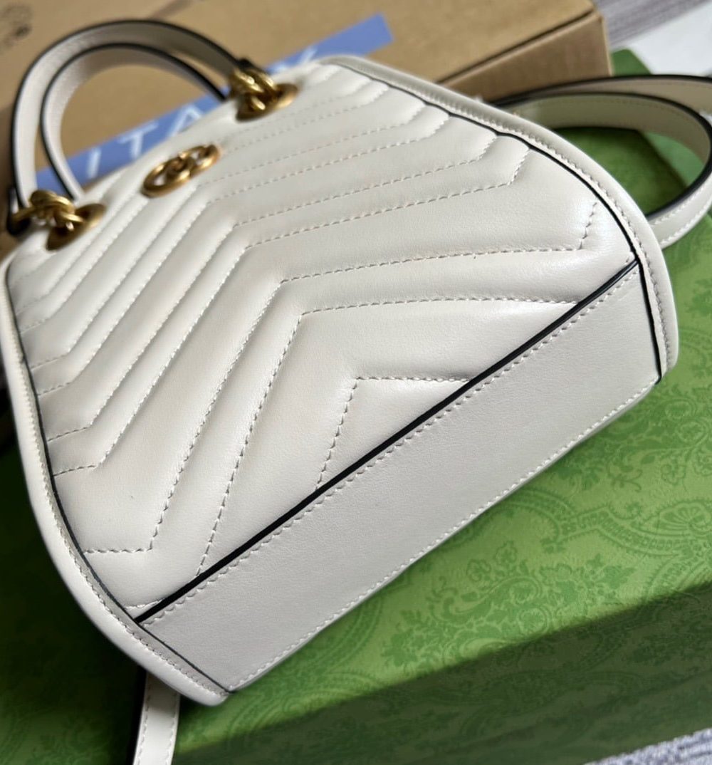 1:1 Replica Gucci Marmont Matelasse Mini Bag White For Women, Women's Bags 7.5in/19cm GG ‎696123 DTDHT 9022