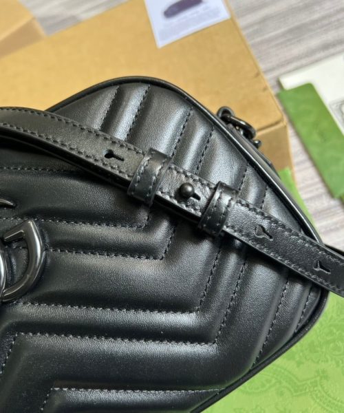 1:1 Replica Gucci Marmont Matelasse Shoulder Bag Black For Women, Women's Bags 9.5in/24cm GG