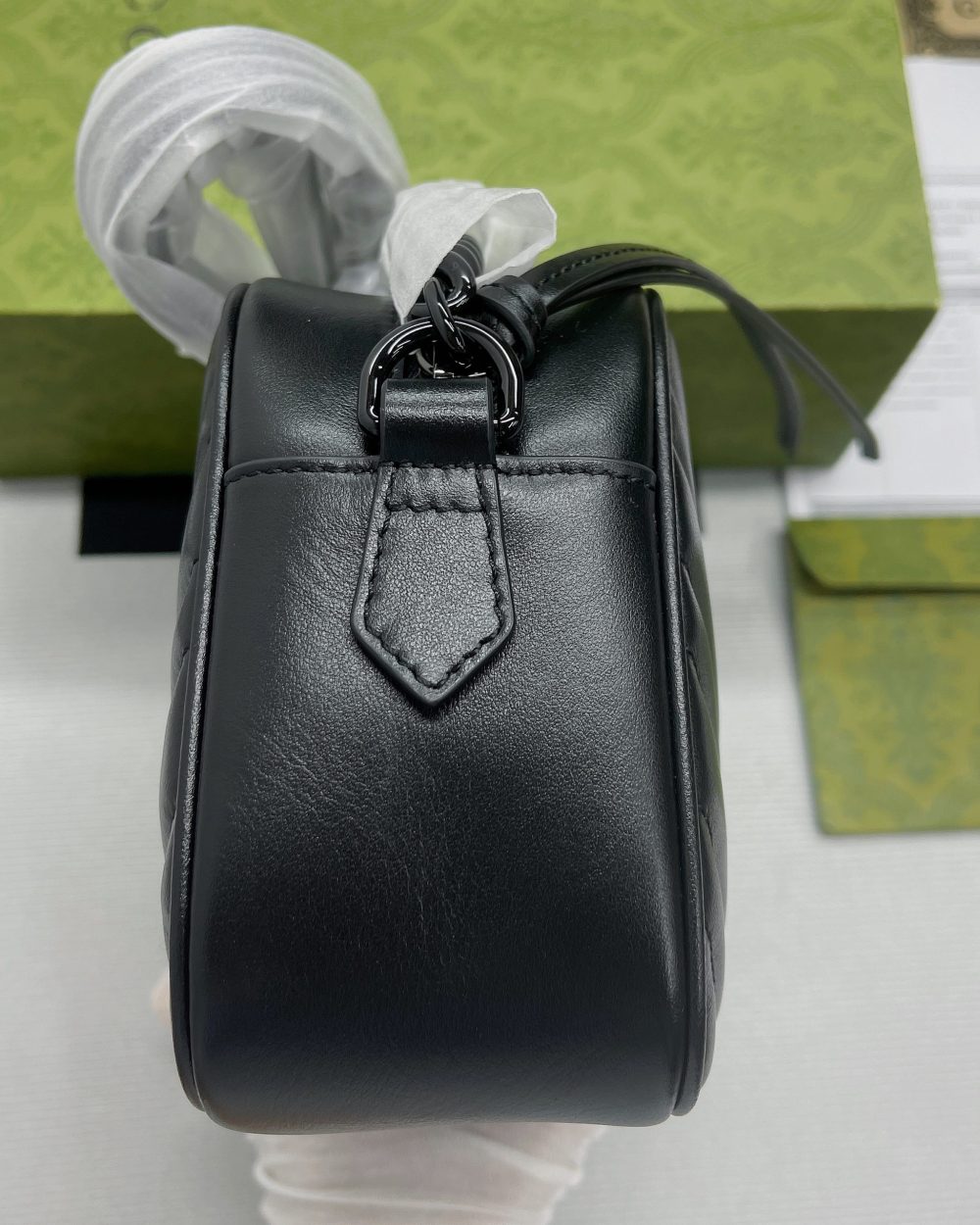 1:1 Replica Gucci Marmont Matelasse Shoulder Bag Black For Women, Women's Bags 9.5in/24cm GG