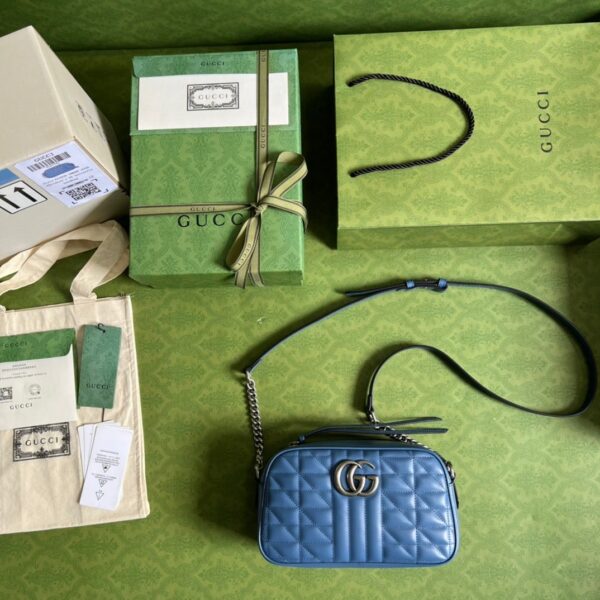 1:1 Replica Gucci Marmont Matelasse Shoulder Bag Blue For Women, Women's Bags 9.5in/24cm GG 634936 UM8BF 4340