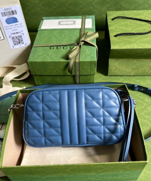 1:1 Replica Gucci Marmont Matelasse Shoulder Bag Blue For Women, Women's Bags 9.5in/24cm GG 634936 UM8BF 4340