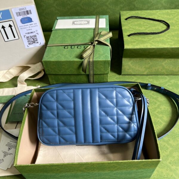 1:1 Replica Gucci Marmont Matelasse Shoulder Bag Blue For Women, Women's Bags 9.5in/24cm GG 634936 UM8BF 4340