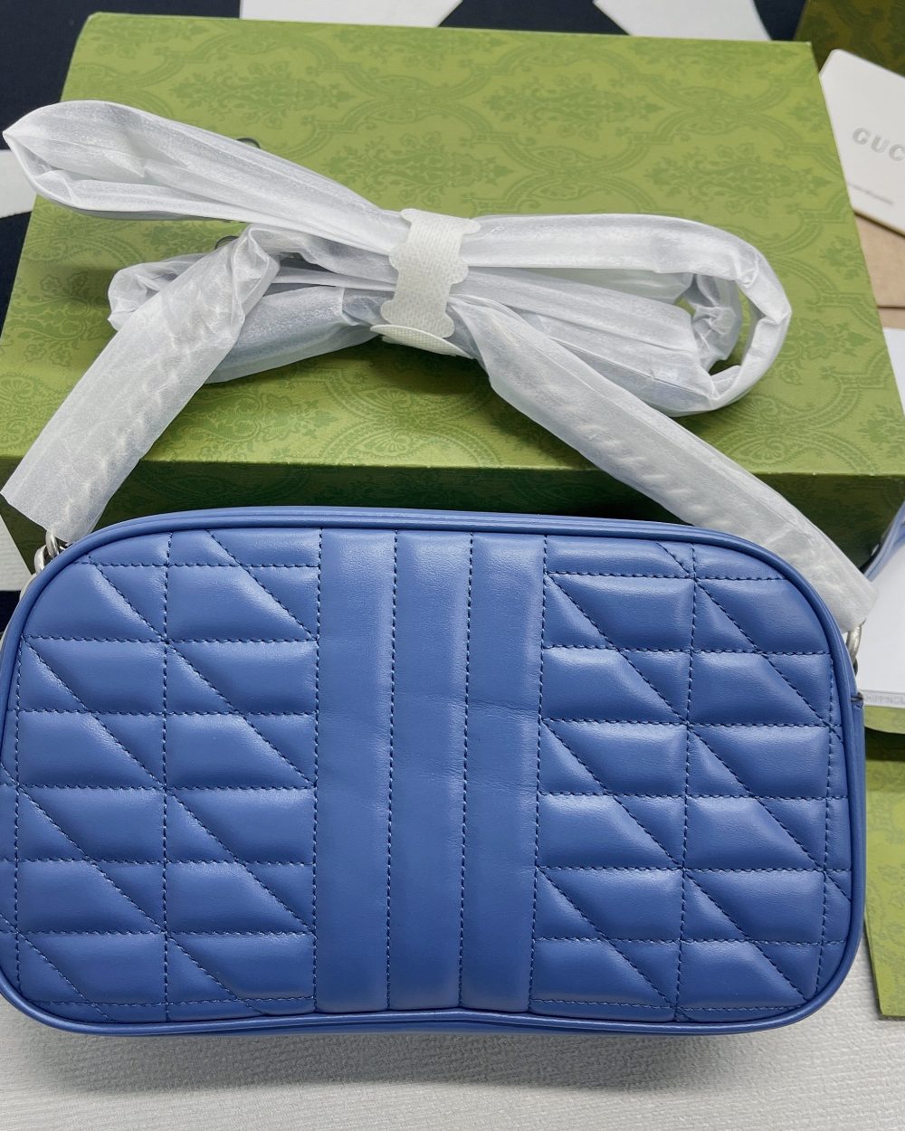 1:1 Replica Gucci Marmont Matelasse Shoulder Bag Blue For Women, Women's Bags 9.5in/24cm GG 634936 UM8BF 4340