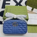 1:1 Replica Gucci Marmont Matelasse Shoulder Bag Blue For Women, Women's Bags 9.5in/24cm GG 634936 UM8BF 4340