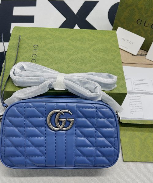 1:1 Replica Gucci Marmont Matelasse Shoulder Bag Blue For Women, Women's Bags 9.5in/24cm GG 634936 UM8BF 4340