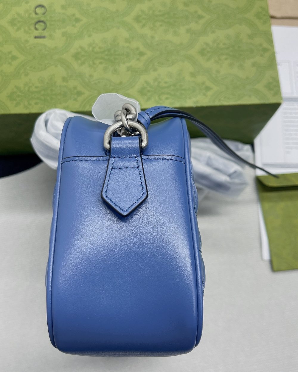 1:1 Replica Gucci Marmont Matelasse Shoulder Bag Blue For Women, Women's Bags 9.5in/24cm GG 634936 UM8BF 4340