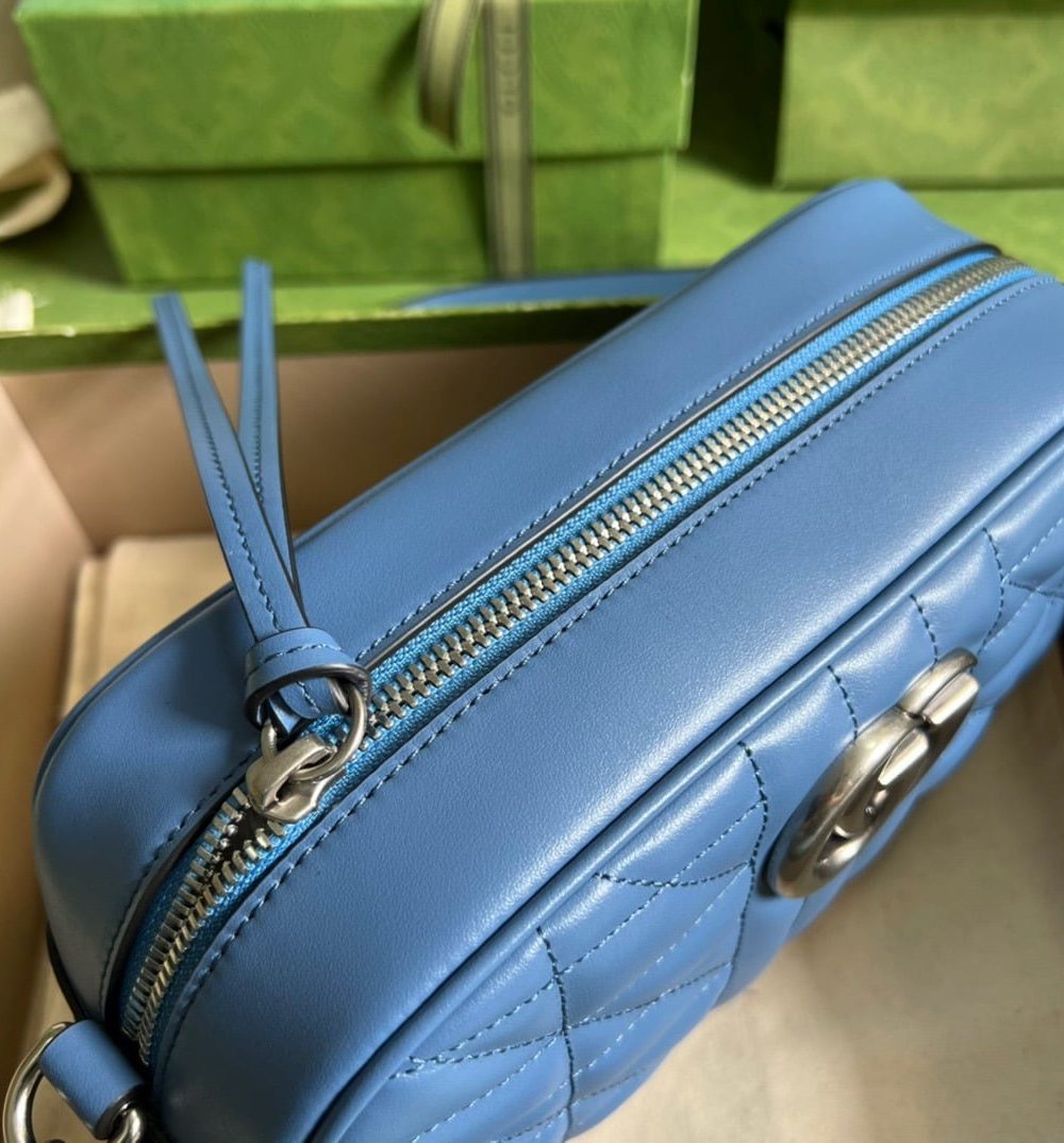 1:1 Replica Gucci Marmont Matelasse Shoulder Bag Blue For Women, Women's Bags 9.5in/24cm GG 634936 UM8BF 4340