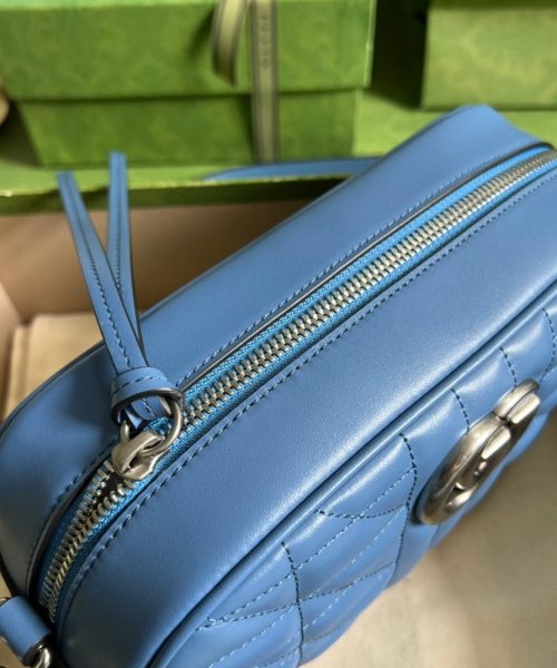 1:1 Replica Gucci Marmont Matelasse Shoulder Bag Blue For Women, Women's Bags 9.5in/24cm GG 634936 UM8BF 4340