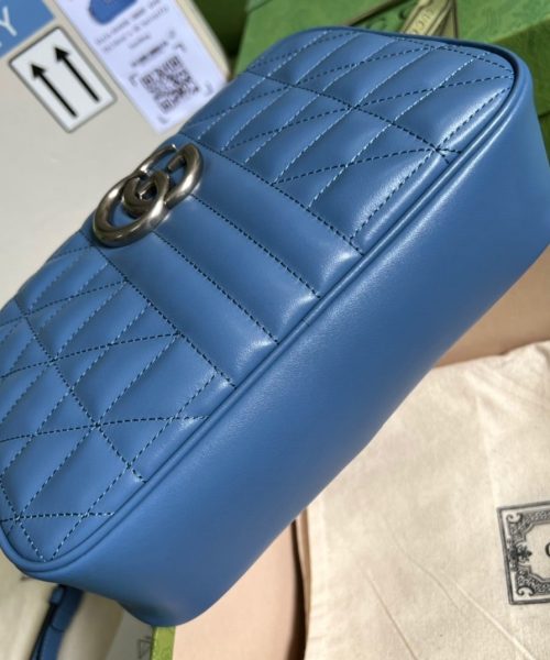 1:1 Replica Gucci Marmont Matelasse Shoulder Bag Blue For Women, Women's Bags 9.5in/24cm GG 634936 UM8BF 4340