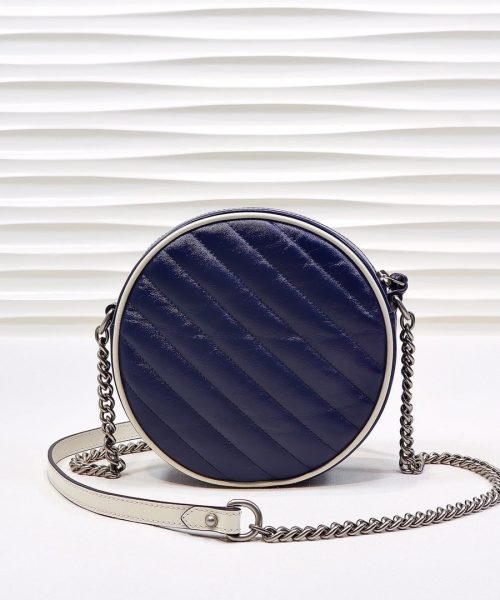 1:1 Replica Gucci Marmont Mini Round Shoulder Bag Blue For Women 7in/18cm GG