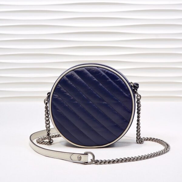 1:1 Replica Gucci Marmont Mini Round Shoulder Bag Blue For Women 7in/18cm GG