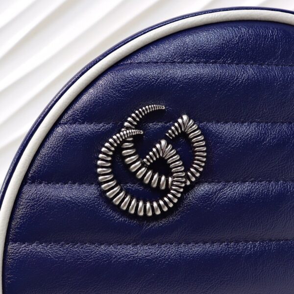 1:1 Replica Gucci Marmont Mini Round Shoulder Bag Blue For Women 7in/18cm GG