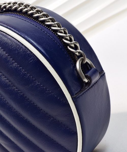 1:1 Replica Gucci Marmont Mini Round Shoulder Bag Blue For Women 7in/18cm GG