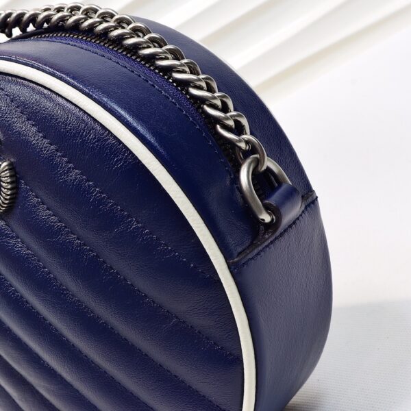 1:1 Replica Gucci Marmont Mini Round Shoulder Bag Blue For Women 7in/18cm GG