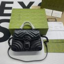 1:1 Replica Gucci Marmont Mini Top Handle Bag Black For Women, Women's Bags 8.3in/21cm GG ‎