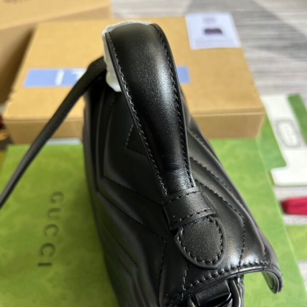 1:1 Replica Gucci Marmont Mini Top Handle Bag Black For Women, Women's Bags 8.3in/21cm GG ‎