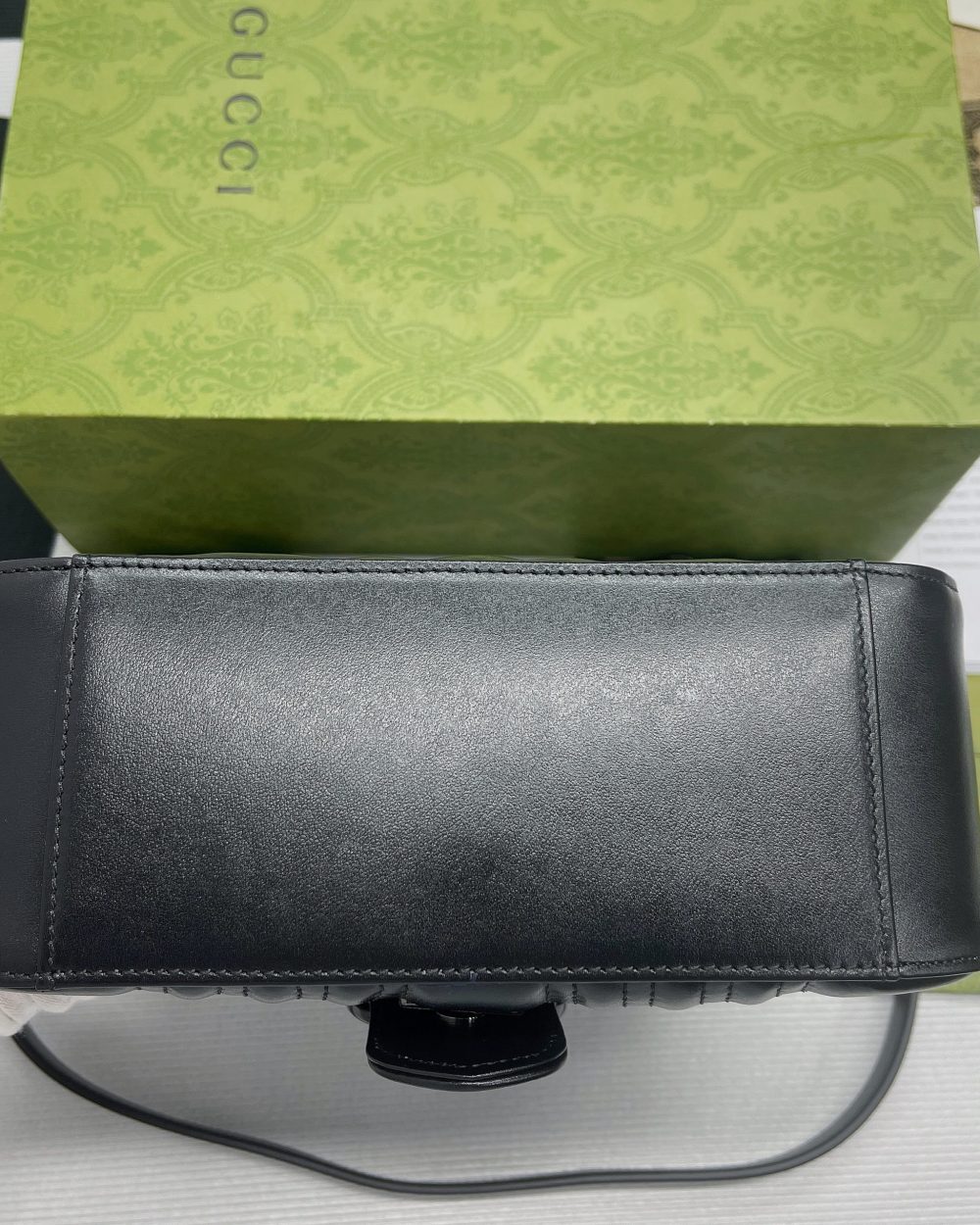 1:1 Replica Gucci Marmont Mini Top Handle Bag Black For Women, Women's Bags 8.3in/21cm GG ‎