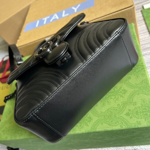 1:1 Replica Gucci Marmont Mini Top Handle Bag Black For Women, Women's Bags 8.3in/21cm GG ‎