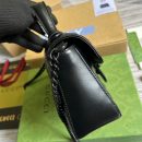 1:1 Replica Gucci Marmont Mini Top Handle Bag Black For Women, Women's Bags 8.3in/21cm GG ‎