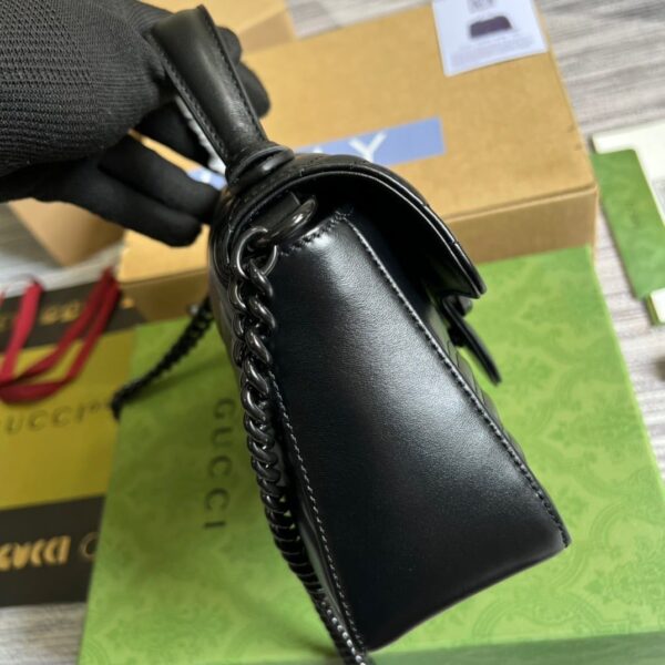 1:1 Replica Gucci Marmont Mini Top Handle Bag Black For Women, Women's Bags 8.3in/21cm GG ‎