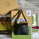 1:1 Replica Gucci Marmont Mini Top Handle Bag Black For Women, Women's Bags 8.3in/21cm GG ‎