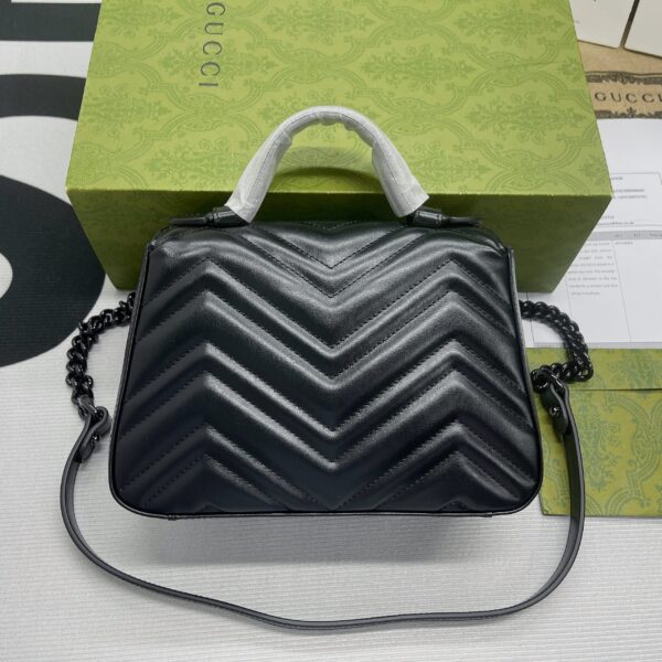 1:1 Replica Gucci Marmont Mini Top Handle Bag Black For Women, Women's Bags 8.3in/21cm GG ‎