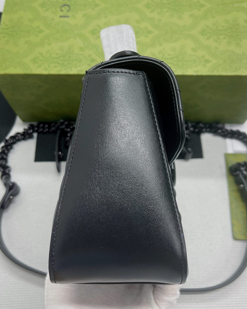 1:1 Replica Gucci Marmont Mini Top Handle Bag Black For Women, Women's Bags 8.3in/21cm GG ‎