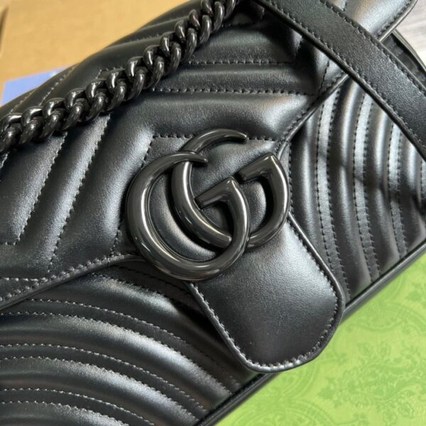 1:1 Replica Gucci Marmont Small Matelasse Shoulder Bag Black For Women, Women's Bags 10in/25cm GG