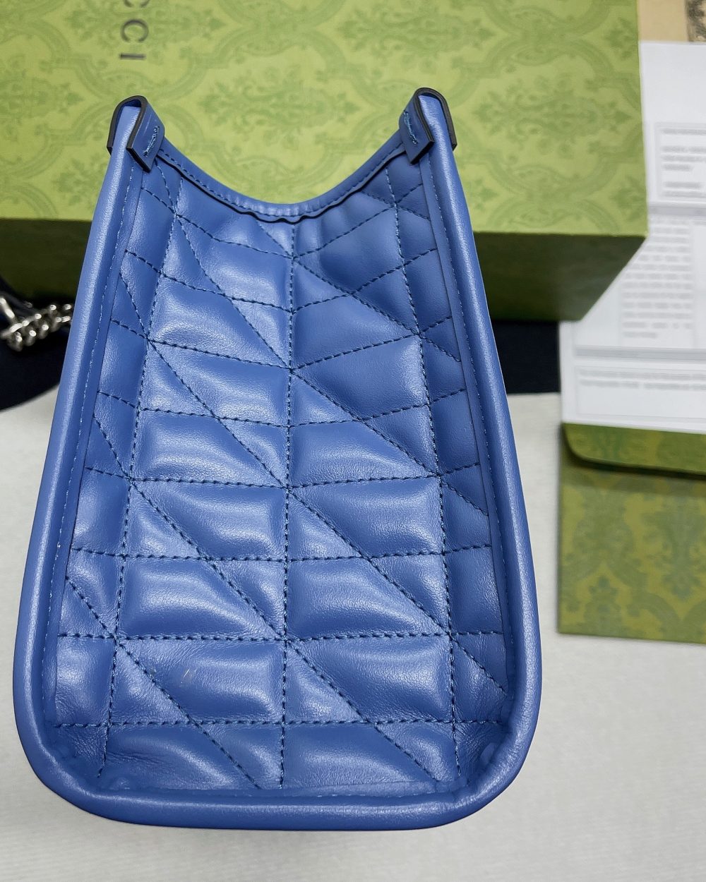 1:1 Replica Gucci Marmont Small Matelasse Tote Blue For Women, Women's Bags 26.5 in/10.4cm GG ‎‎675796 UM8BF 4340