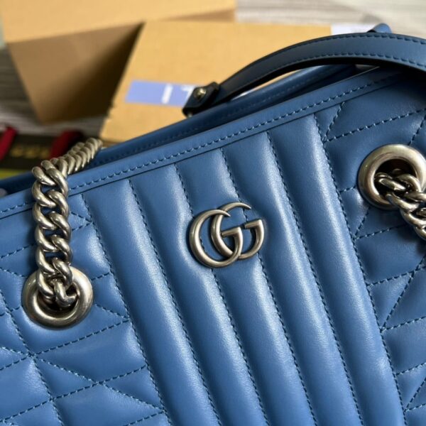 1:1 Replica Gucci Marmont Small Matelasse Tote Blue For Women, Women's Bags 26.5 in/10.4cm GG ‎‎675796 UM8BF 4340