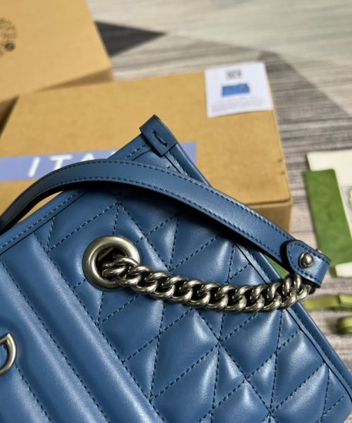 1:1 Replica Gucci Marmont Small Matelasse Tote Blue For Women, Women's Bags 26.5 in/10.4cm GG ‎‎675796 UM8BF 4340